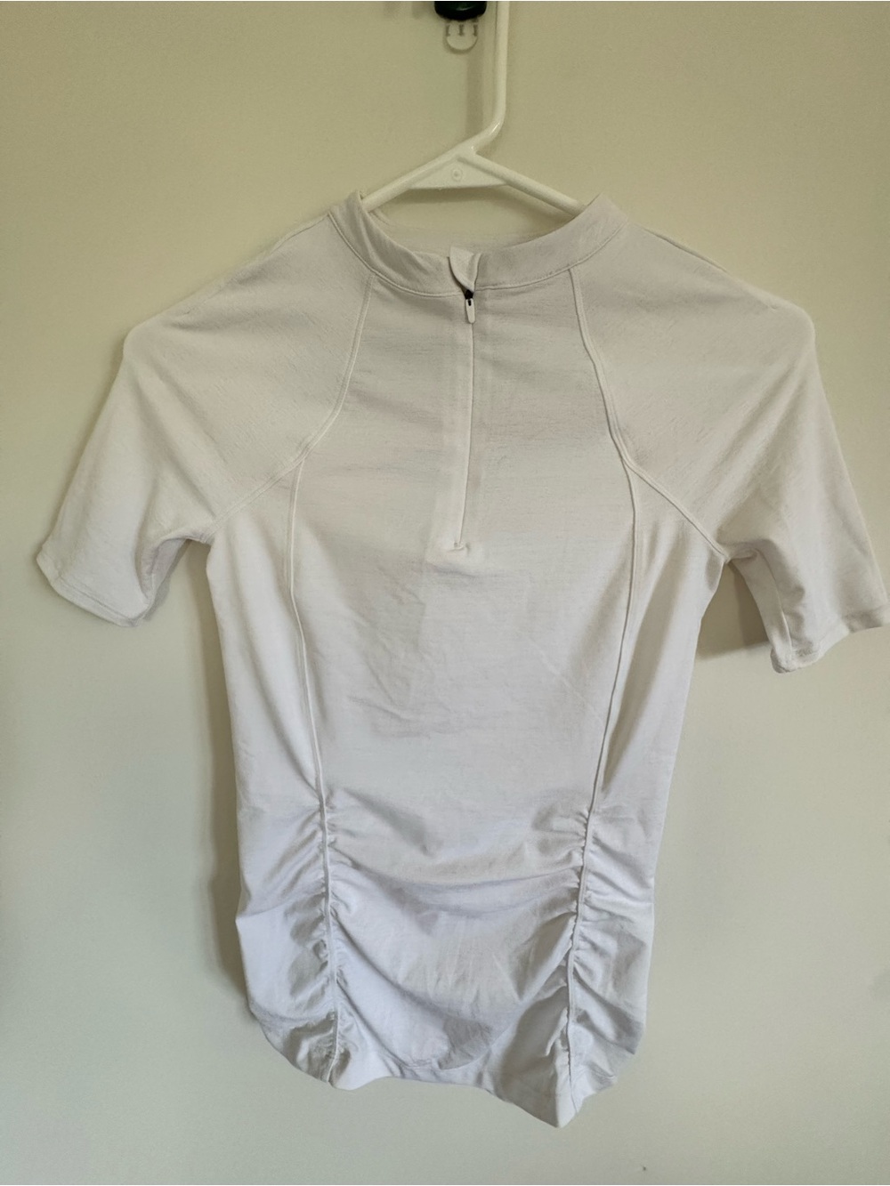 Athleta White Short-Sleeve Zip-Front Athletic Top